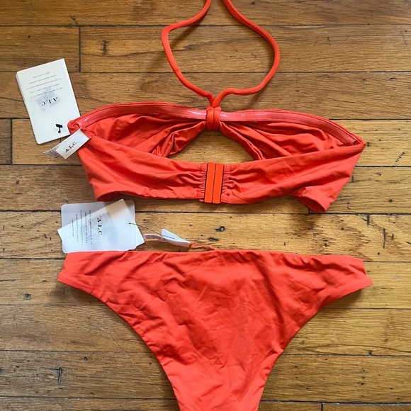 NWT MSRP $260 ALC Vibrant Cheeky Burnt Orange Hater Bikini Set Size M Tropical - Picture 2 of 7